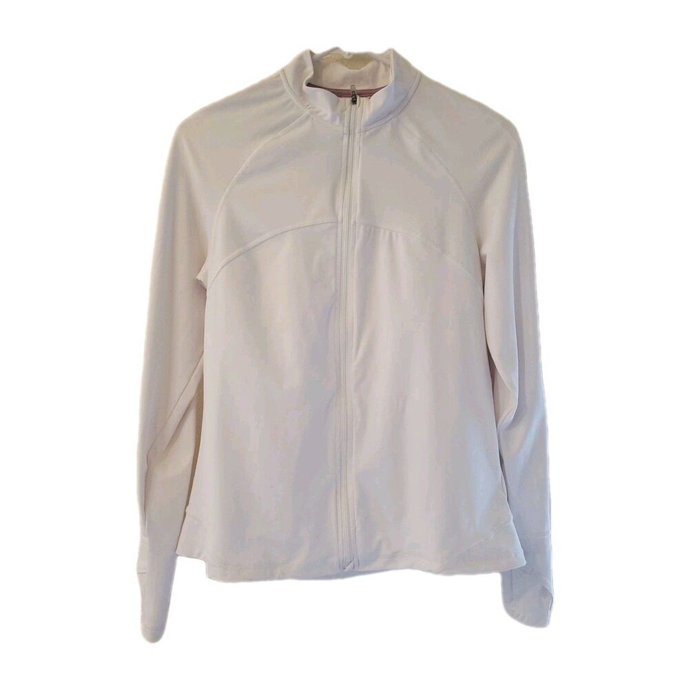 Avalanche REI Full Zip Jacket, Womens Size M, White Mandarin Collar Stretchy Fit